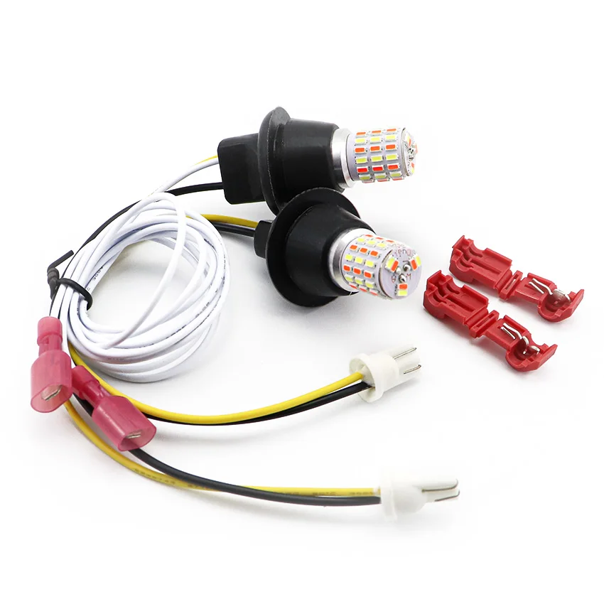 AMYWNTER T20 7440 12V T10 DRL W5W светодиодный светильник с двумя Цвет горки сигнальные лампы