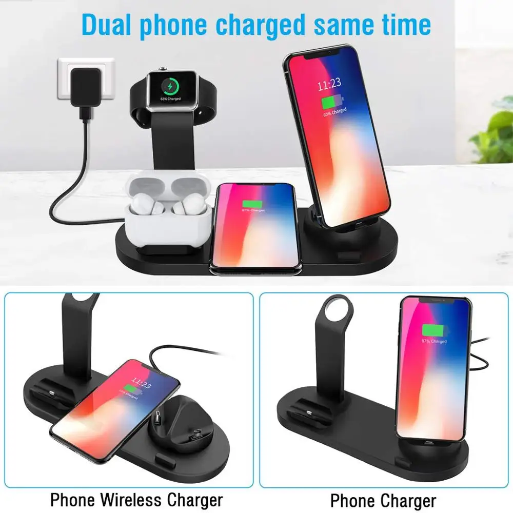 Беспроводное зарядное устройство 3 в 1 для iPhone 11 Pro Samsung S20 S10 Qi док станция быстрой