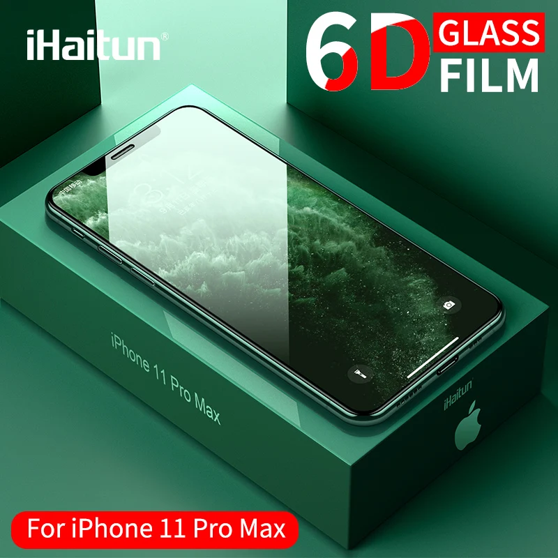iHaitun Luxury 6D Glass For iPhone 11 Pro Max Screen Protector Curved Tempered Glass For iPhone XS MAX XR X 10 7 Plus Cover Film