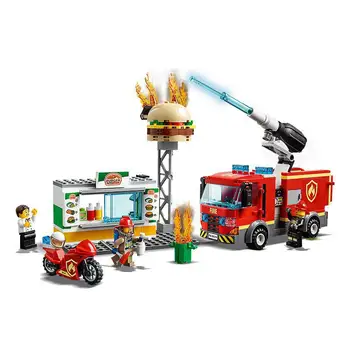 

2019 New City Burger Bar Fire Rescue 60214 Building Blocks Compatible lepining City Fire fighter Figures Children Toys Gift