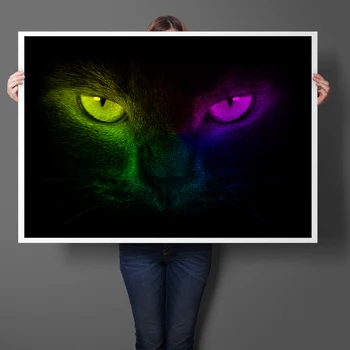 

Chromatic Luminescent Cat Eyes In Dark Art Picture Modern Animal Wall Art Canvas Painting Poster And Print Home Decor No Frame