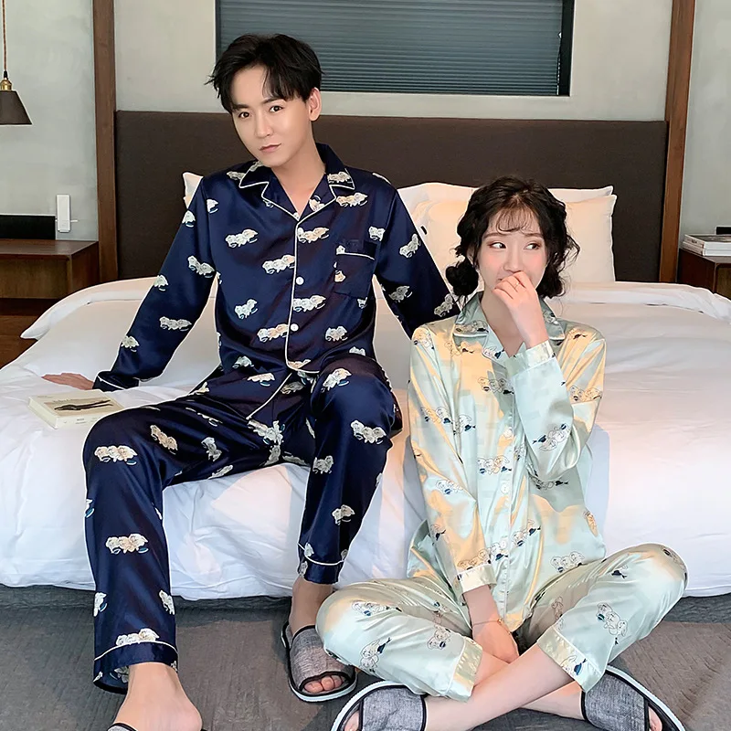 

Liang xing-Autumn & Winter Couples Viscose Double Long Pajamas Suit Women's M-XXL Code Men's L-3xl Code