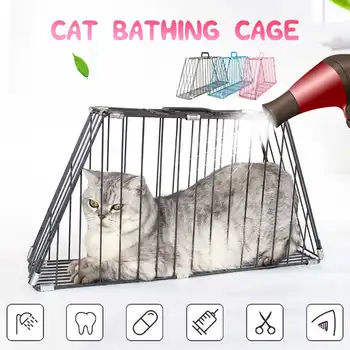 

High Quality Pet Cat Bathing Cage Small Dog Cage Durable Protect Anti-Grab Double Doors Cats Cage For Injecting Nail Trimming