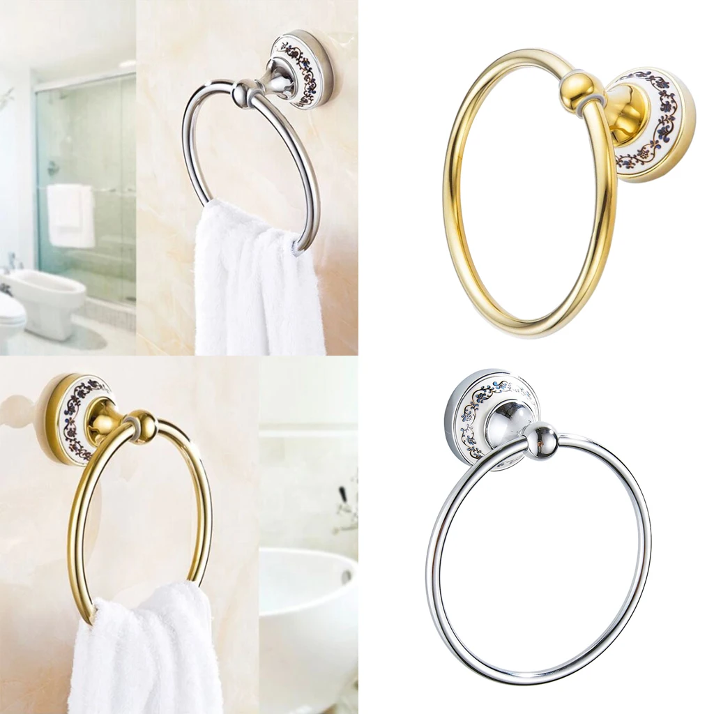 Bath Towel Holder Hand Towel Ring Hanging Hanger Bathroom Accessories Hotel Round Style Wall Mount Stainless Steel
