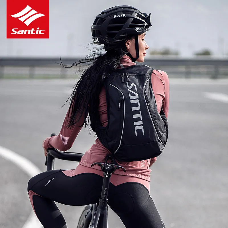 Santic Bicycle Bag Cycling Backpack 15L Reflective Water Resistant Bag Black 