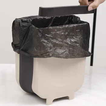 

Folding Waste Bin Kitchen Cabinet Door Hanging Trash Bin Trash Can Wall Mounted Trashcan For Bathroom Toilet Waste Storage #LR4