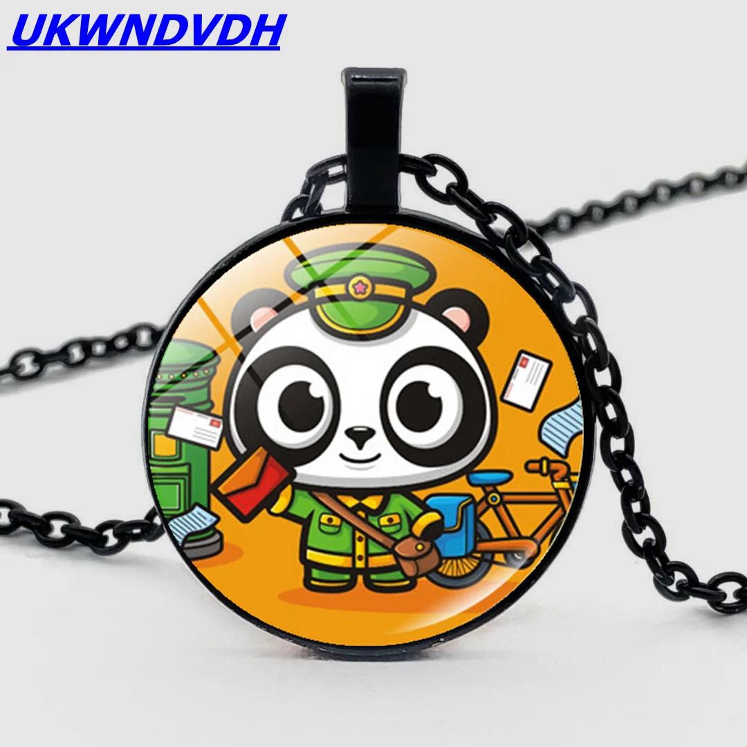 

Cute Slow Panda Crystal Pendant Necklace Retro Classic Men and Women Necklace