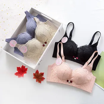 

Small Bust Gathering Not Empty Cup Flat Chest GIRL'S Students Underwear Non-Steel Ring-under the Thin Thick Lace Beauty Back Bra