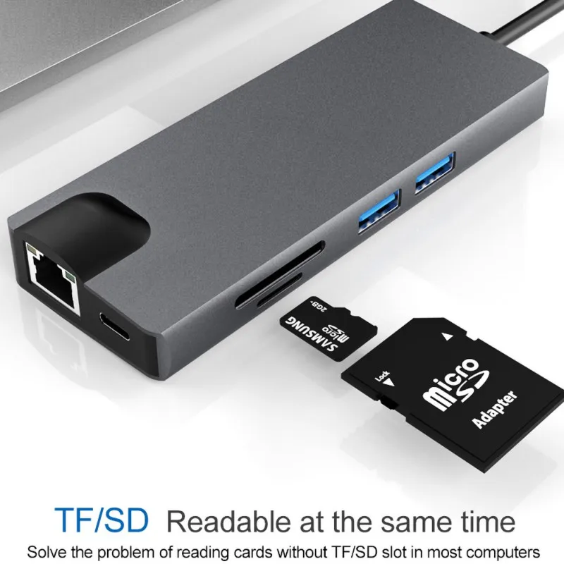 8in1 Многофункциональный Тип C адаптер Тип C к HDMI концентратор USB VGA для ноутбука