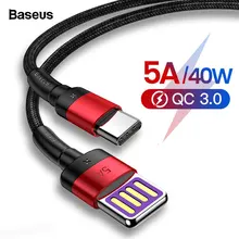 Baseus USB C 5A usb type C кабель для huawei mate 30 20 P30 P20 Pro Lite Быстрая зарядка USB-C зарядное устройство type-c кабель для Xiaomi Mi