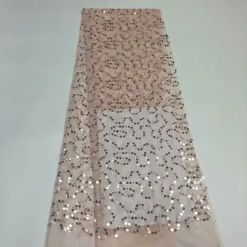 

african lace fabric 2020 high quality lace french mesh fabric sequins nigerian swiss lace fabrics for wedding 5yards