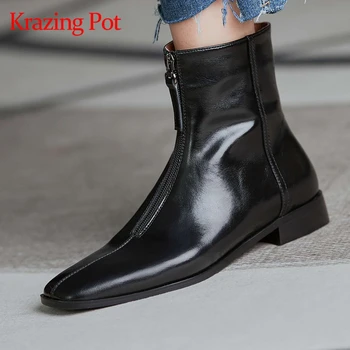 

Krazing pot winter new arrival Chelsea boots split leather square toe low heel comfortable high street fashion ankle boots L63