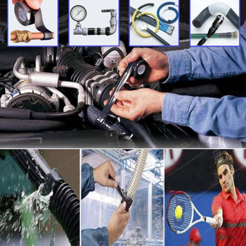 

Practical Multi-purpose Self-adhesive Strong Repair Black Silicone Rubber Waterproof Self-Adhesive Rescue Tape Car Fusion Wire