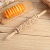 1PC Embossing Engraved Rolling Pin Baking Tool Cookie Fondant Cake Dough Roller Patterned Rolling Pin Kitchen Accessories 3