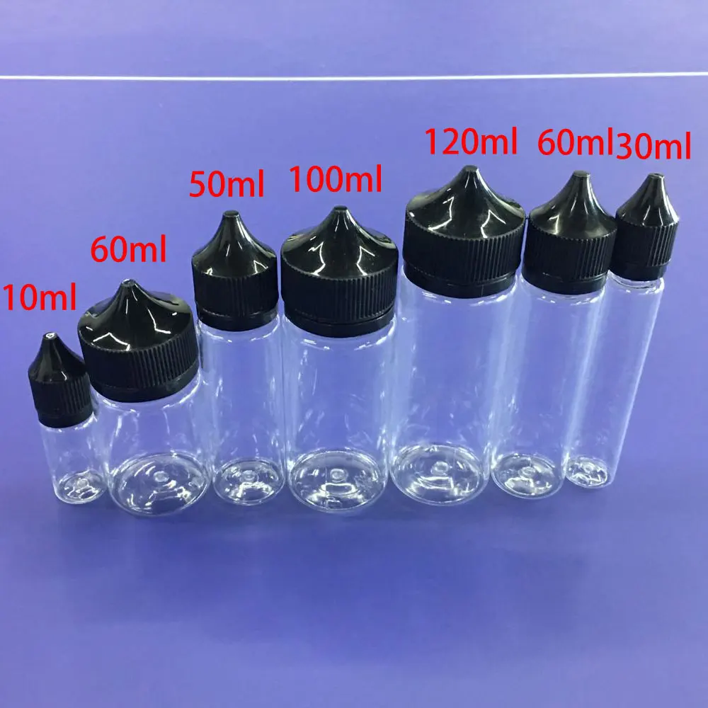 10ml 120ml PET Empty Clear Dropper Bottles Squeezable e Juice Liquid Eye Refillable Conatiners