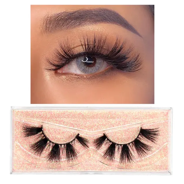 FOXESJI Makeup Eyelashes 3D Mink Lashes Fluffy Soft Wispy Natural Cross Eyelash Extension Reusable Lashes Mink False Eyelashes E10