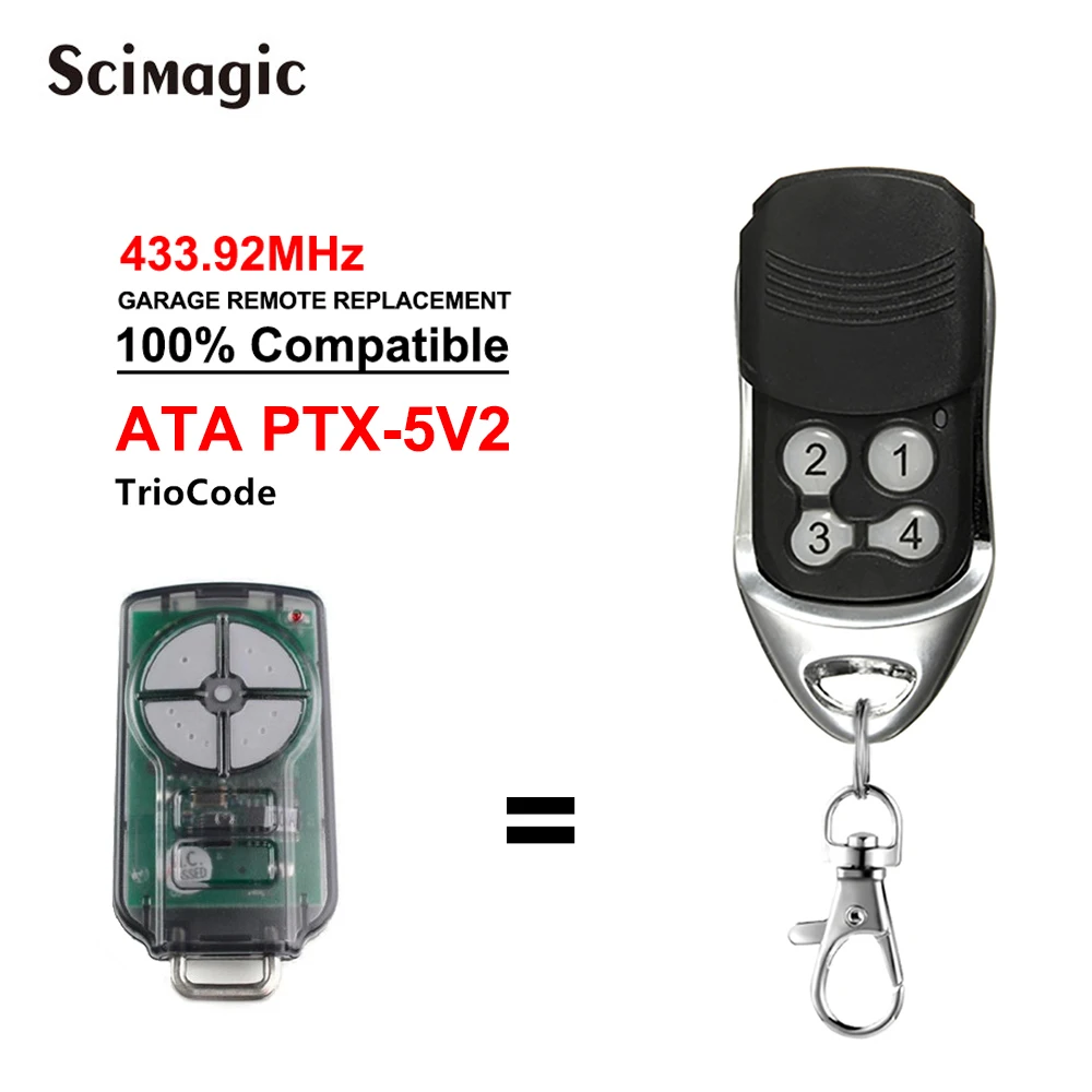 ATA PTX-5V2 Tor Garage Türöffner Fernbedienung Rolling Code 433,92 MHz ATA PTX5 V1 TrioCode Sender für Rolltor