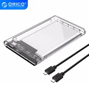 

ORICO 2.5 inch Transparent Type-C Hard Drive Enclosure USB3.1 Gen2 Type-C External HDD Case 4TB Large Capacity Tool free
