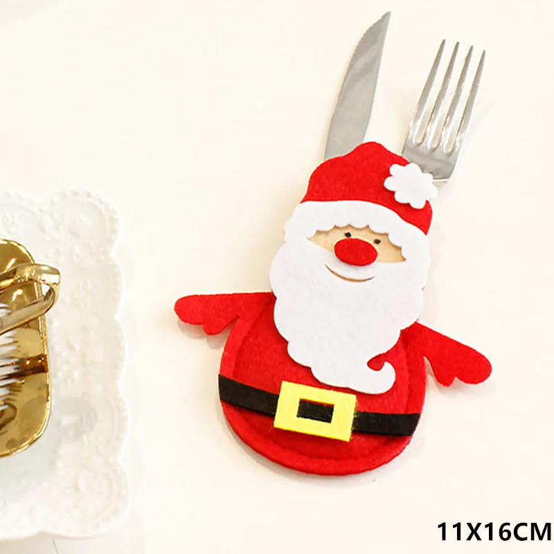 34-Santa Claus Новогодняя Подарочная Санта-шляпа, вилка в рождественском стиле нож, ножевые изделия, держатель, сумка, рождественские украшения для домашнего ужина декоративная столовая посуда - Цвет: 34-Santa Claus