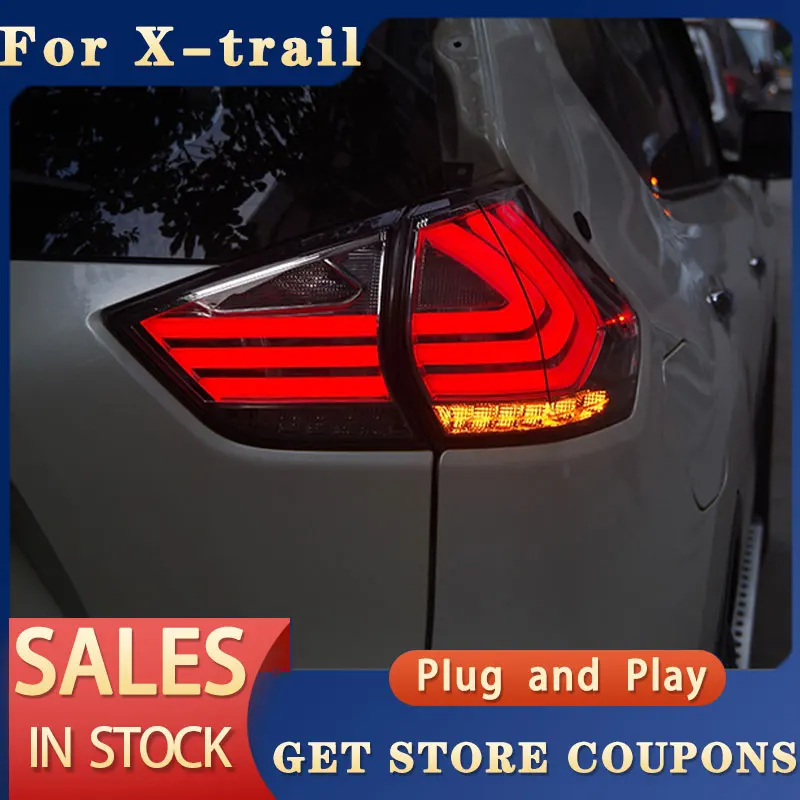 

For Nissan X-trail tail lights 2014-2017 New Rouge LED tail light Rear Lamp DRL+Brake+Park+Signal X-trail