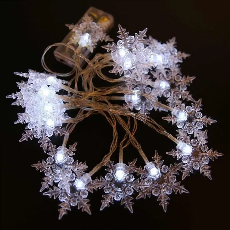 1.5/3M 10/20 LED String Snowflake Christmas Lights Warm White Fairy Wedding Lamp Party Holiday Decor（Batteries not included）