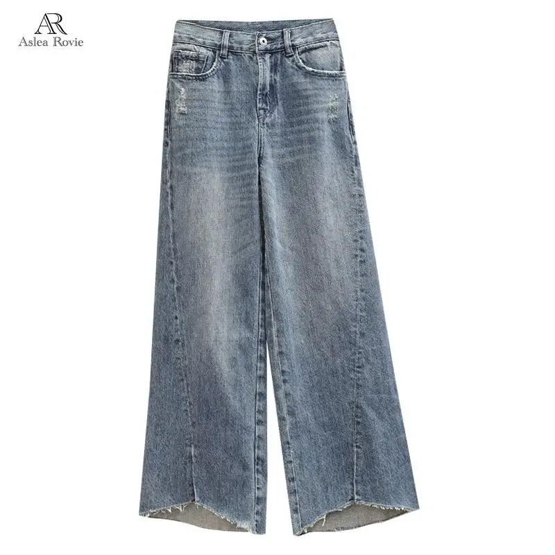 Women Jeans High Waist Splice Zipper Casual Plus Size Softener Loose Street Style Ankle-length Wide Leg Pants 4xl 5xl Women Jeans High Waist Splice Zipper Casual Plus Size Softener Loose Street Style Ankle-length Wide Leg Pants 4xl 5xl