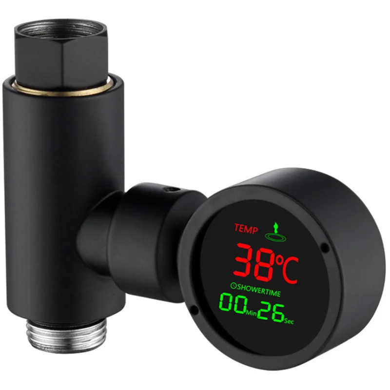 Смеситель для душа светодиодный дисплей температуры воды датчик температуры ванная комната термометр аксессуары - Цвет: black