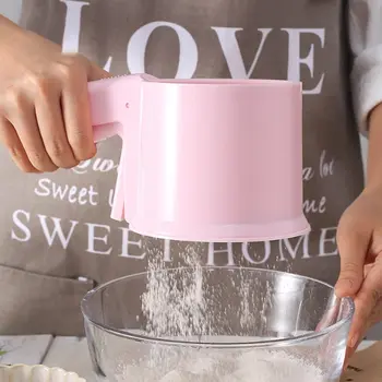 

Baking Tools Flour Sieve Filter Powder Cup Sugar Sieve Sieve Shaker Mechanical Mesh Shape Flour Plastic