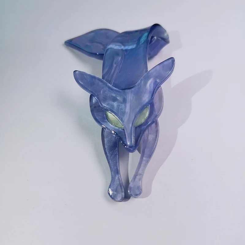 Fant&jack limted brooches for women acrylic Fox pin large brooch pins for clothing - Окраска металла: Голубой с покрытием из белого цинка