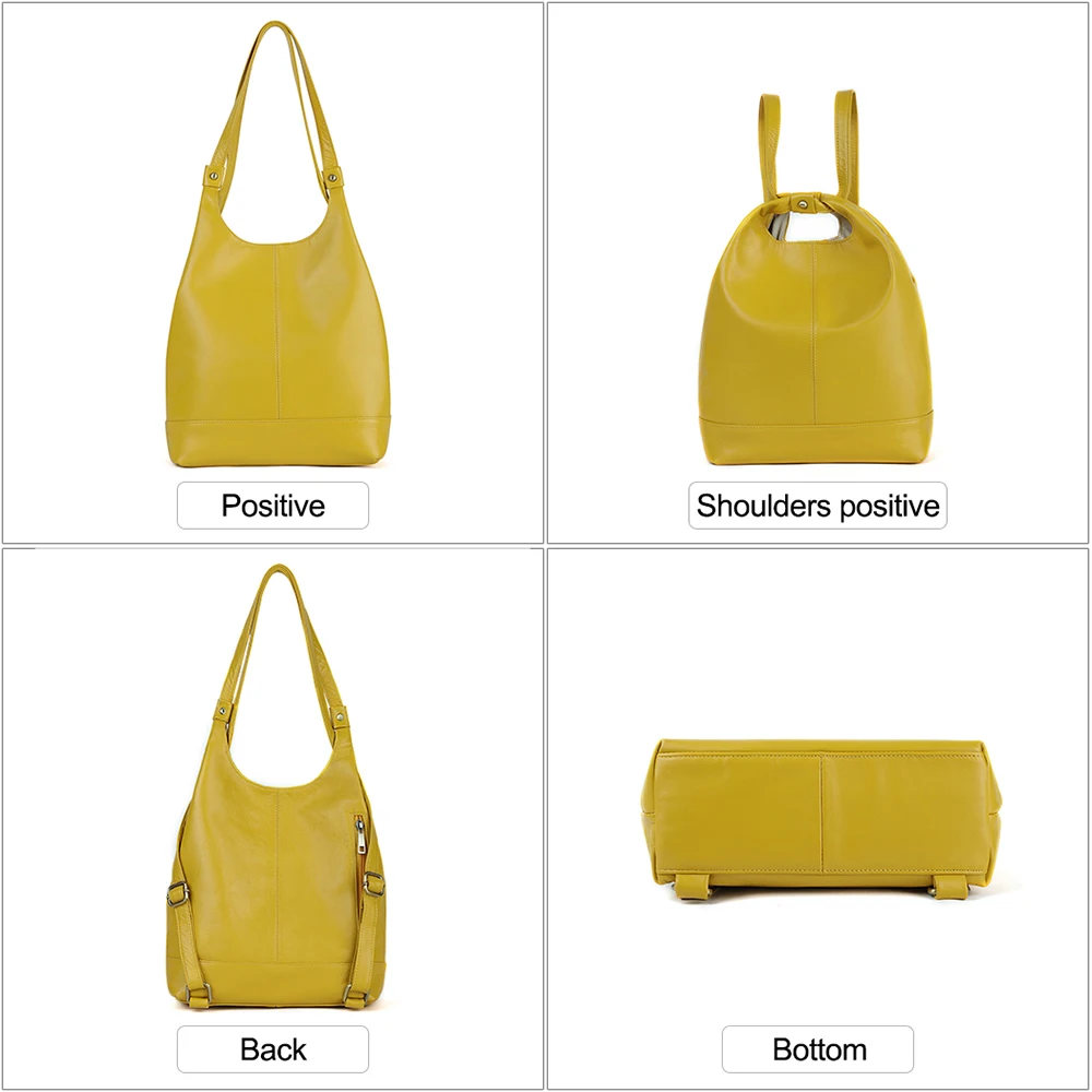 JOGUJOS Simple Genuine Leather Tote Bag Women Soft Cowhide First Layer Luxury Handbag Female Travel Shopper Natural Leather Bags