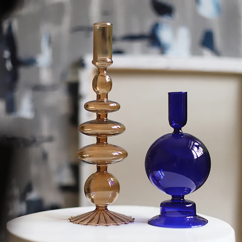 Nordic Glass candle holders romantic Dinner home decoration candlestick for birthday wedding candle holder portavelas decor candle holders