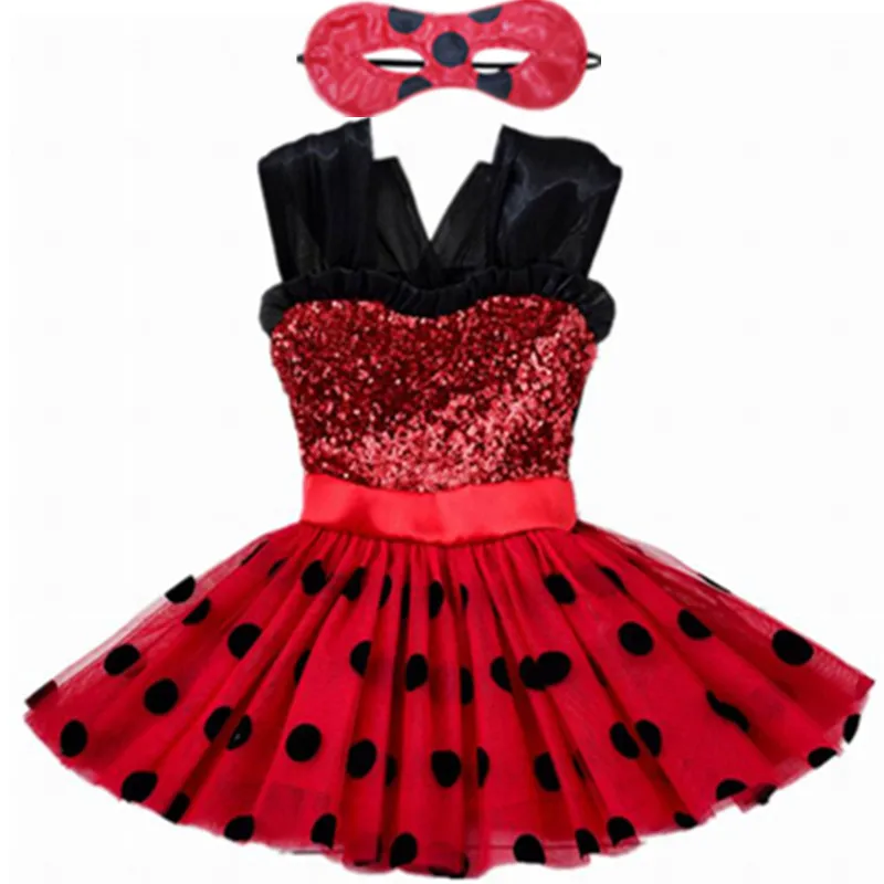dress mask Коллекция года, карнавальное платье для девочек с изображением божьей коровки летняя одежда Вечерние платья с изображением божьей коровки детские кружевные платья в горошек для маленьких девочек Сумка-игрушка - Color: dress mask