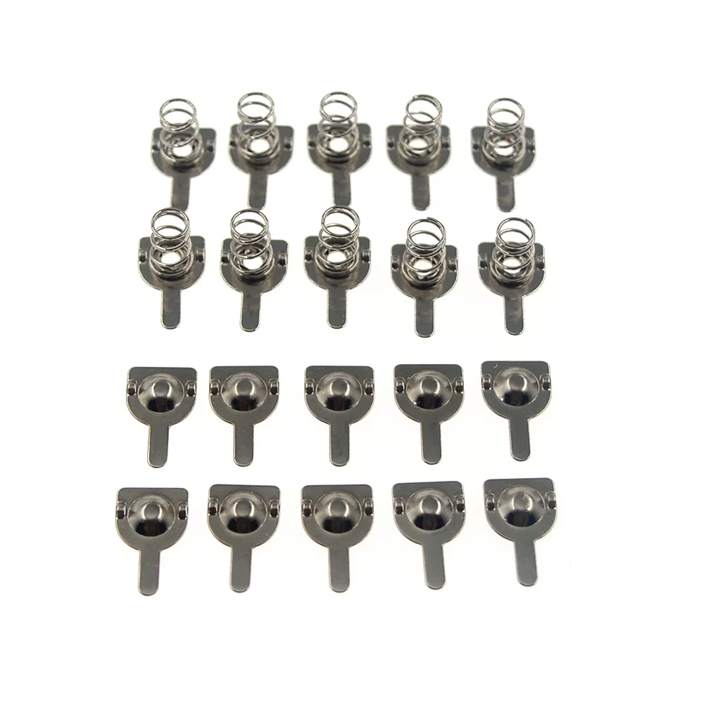 Piles métalliques de remplacement, 10 paires, 9x9mm, plaque de Contact à ressort, argent pour boîtier de piles AA AAA