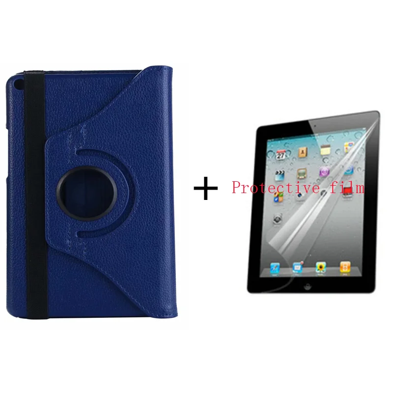 drak blue and film Вращающийся на 360 из искусственной кожи чехол для huawei MediaPad T3 8,0 Honor Play Pad 2 KOB-L09 KOB-W09 чехол для планшета huawei T3 8,0+ пленка - Цвет: drak blue and film
