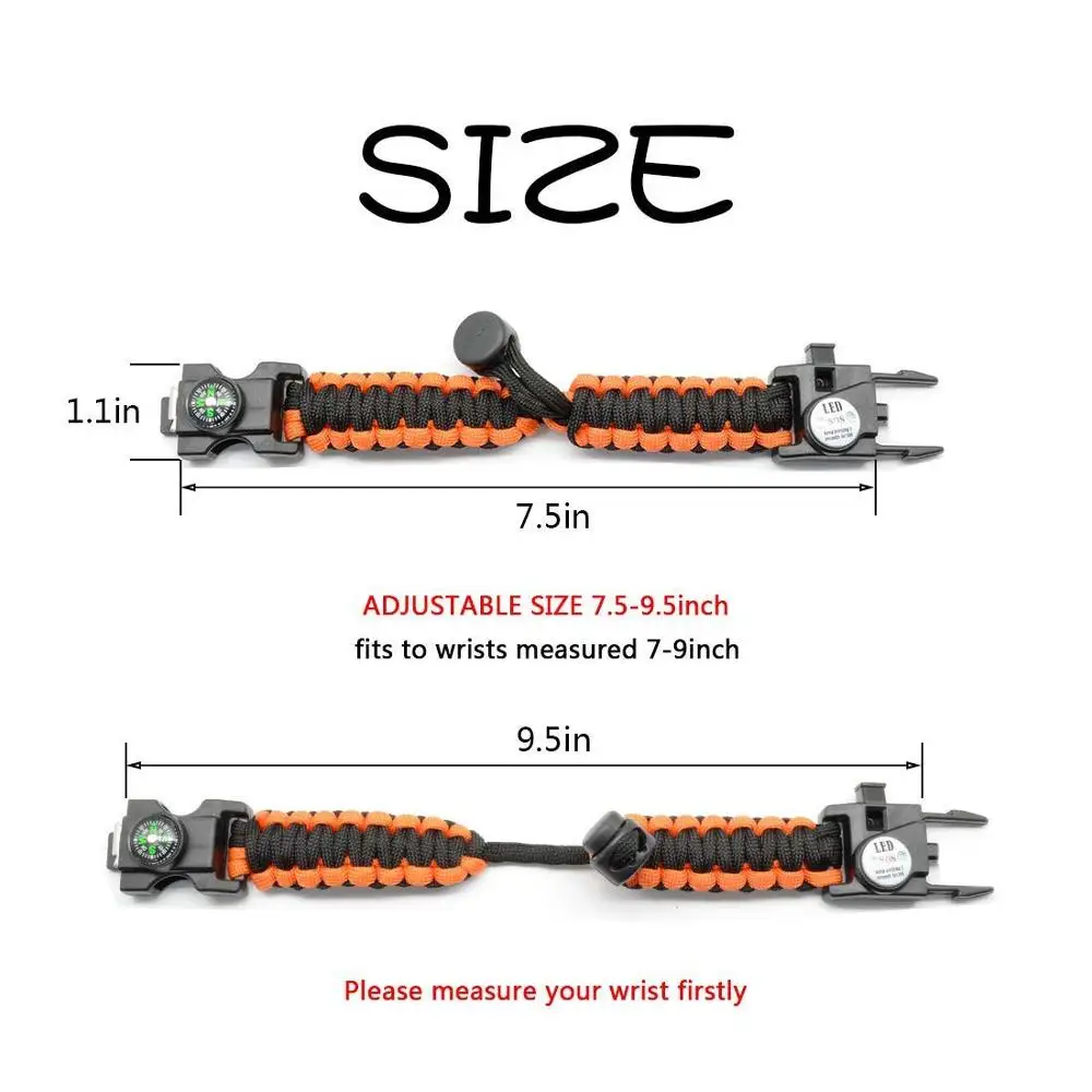 Выживания Военный аварийный Паракорд EDC браслет многофункциональный кемпинг поле выживания побега тактика ремешок пустыне
