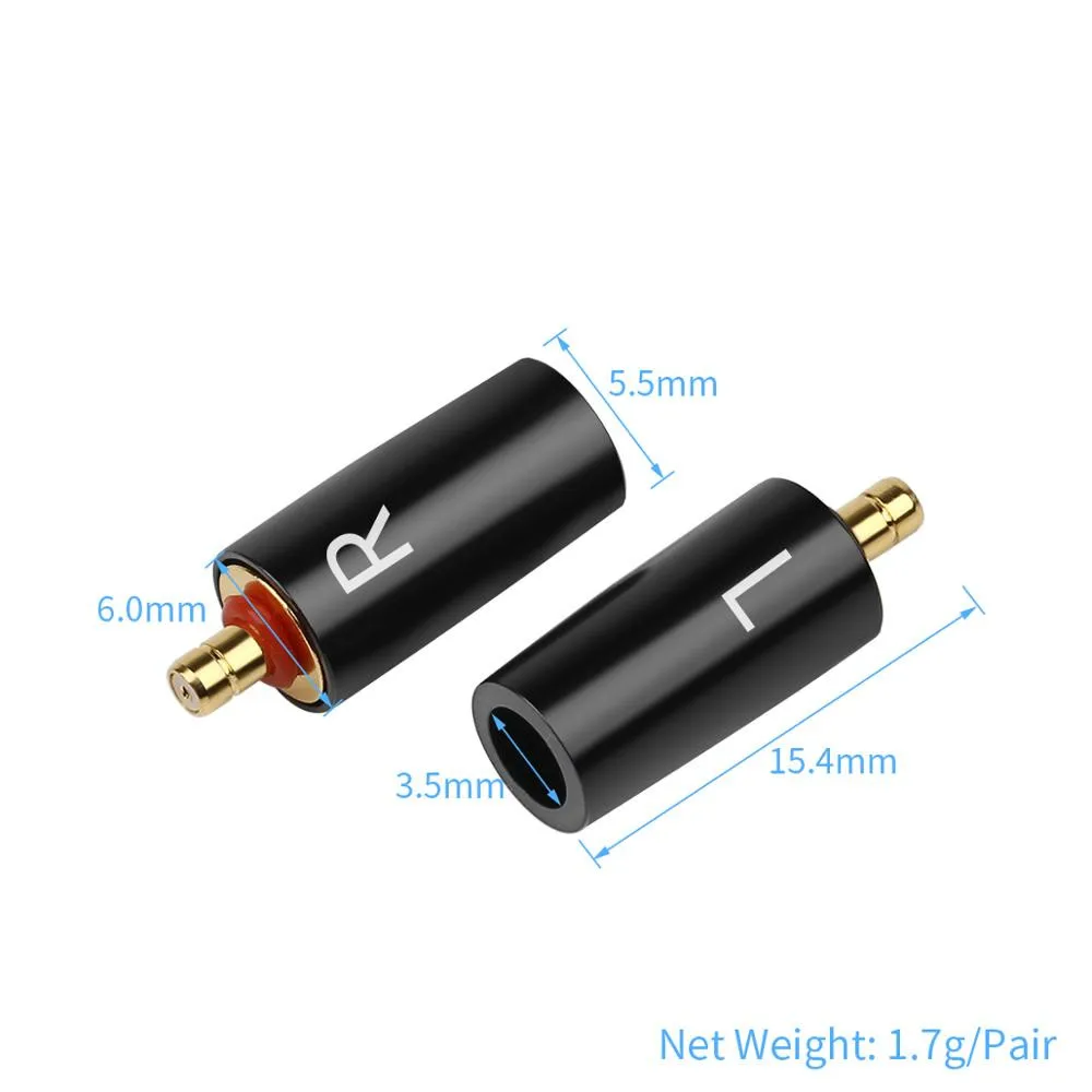 2 pair Headphone Pin Jack For IPX UE6 UE6Pro Hifi Earphone Audio Connector Copper Gold Plated Headphones Adapter Silver Black