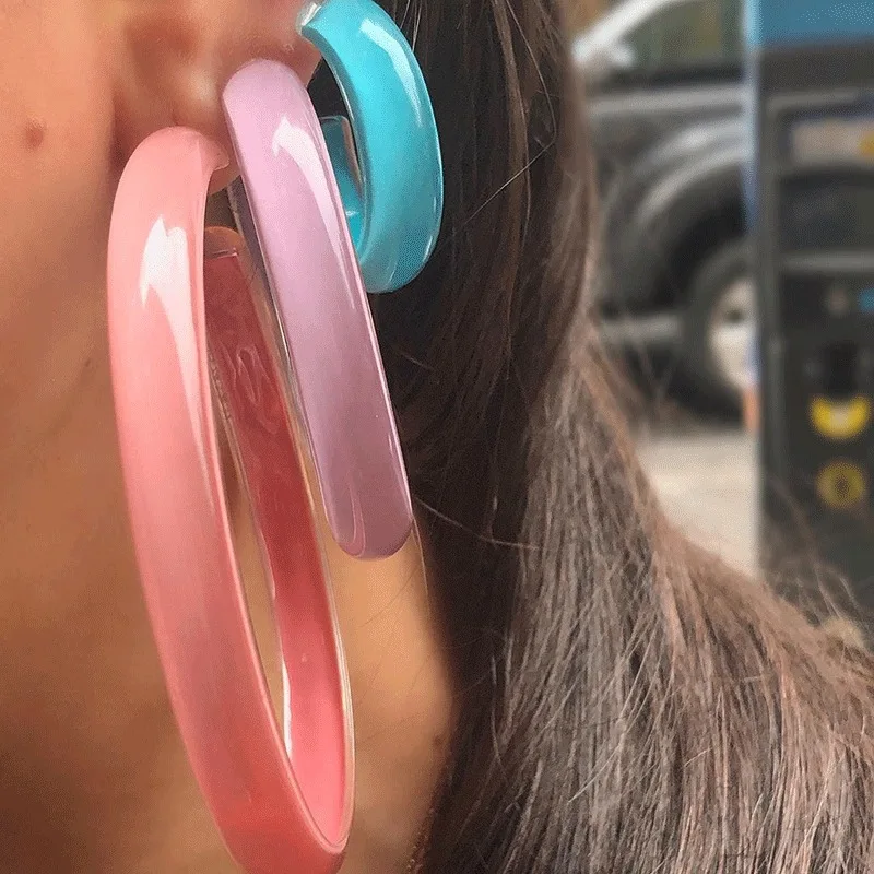 

Geometry Big Earrings New Candy Color Acrylic Earrings Ladies Street Style Fashion C-Type Exaggerated Earrings Female 2019 New