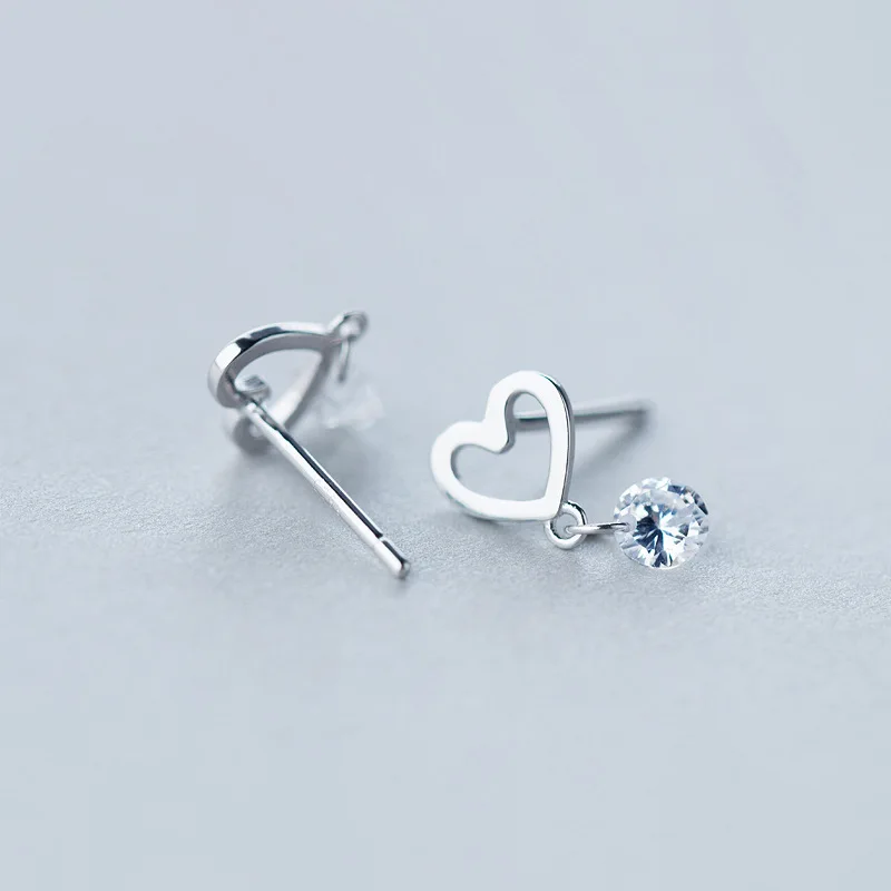 Trusta, 925 пробы, серебряные женские ювелирные изделия, модные милые миниатюрные серьги-гвоздики в форме сердца 7 мм X 12 мм для дочерей DS17