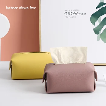 

Napkin Tissue Holder Container Towel Ins Nordic Leather Tissue Box Paper Dispenser Tissue Holder Case for Office Home Decoration