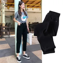 Бежевые джинсы с высокой талией, женские свободные винтажные шаровары, джинсы для бойфрендов, свободные черные джинсы, повседневные джинсовые штаны