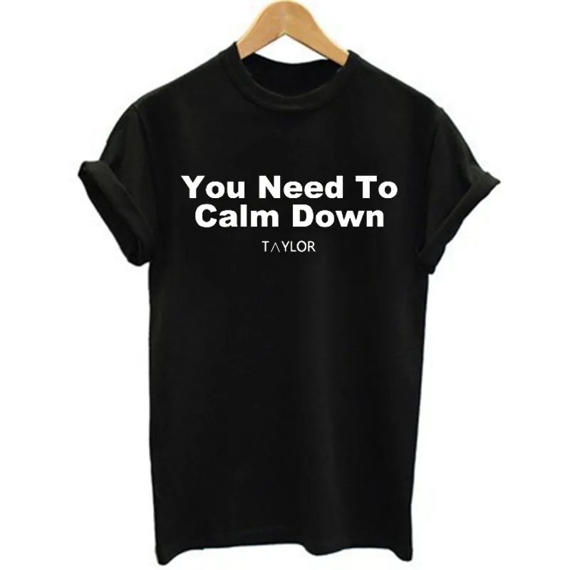 

MI X TEE 2019 Nieuwe Katoenen Harajuku Esthetiek You Need To Calm Down Tshirt Print Korte Mouw Tops&Tees Fashion Casual T-shirt