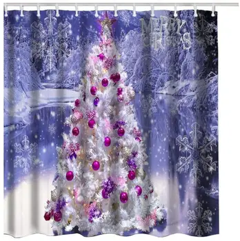 

Merry Christmas shower curtains for bathroom sets Waterproof Polyester