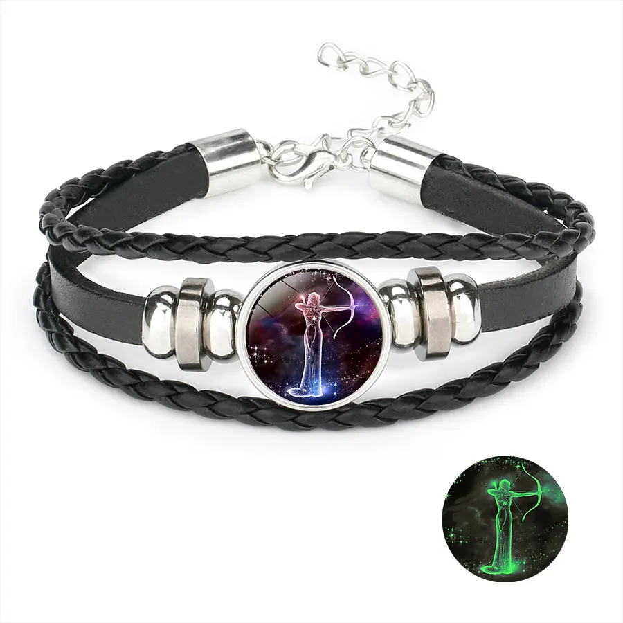  Colorful luminous twelve constellation fashion cool tide Bracelet Men's female couple's Korean-style birthday gift students bracelets