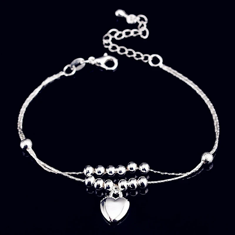 New Fashion Foot Anklet 925 Sterling Ladies Silver Anklets Bracelet Chain For Women Love Heart Pendant Foot Pulseras Jewelry New Fashion Foot Anklet 925 Sterling Ladies Silver Anklets Bracelet Chain For Women Love Heart Pendant Foot Pulseras Jewelry