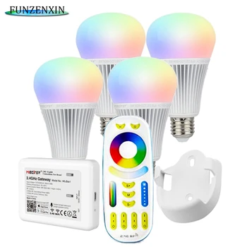 

Milight(MiBoxer) E27 9W RGBCCT LED Bulb 4 Zone RGBCCT Remote with Holder and 2.4GHZ Gateway WL-Box Wifi APP Wireless Controller