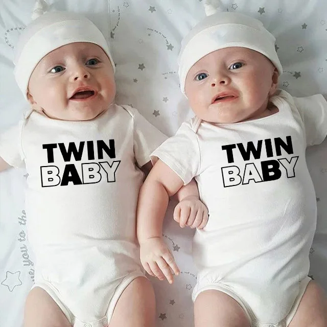 

Twin Baby A B Baby Girls Boys Cotton Summer Short Sleeves Jumpsuit Twins Baby Bodysuits Unisex Onesie Clothes Onepiece