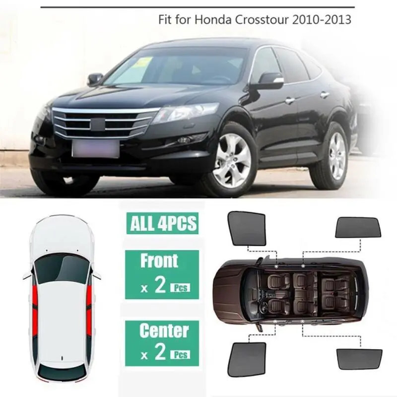 

For Honda Crosstour 2010-2013 4Pcs Windows Sunshade Ray Protector Mesh Block Privacy Visor