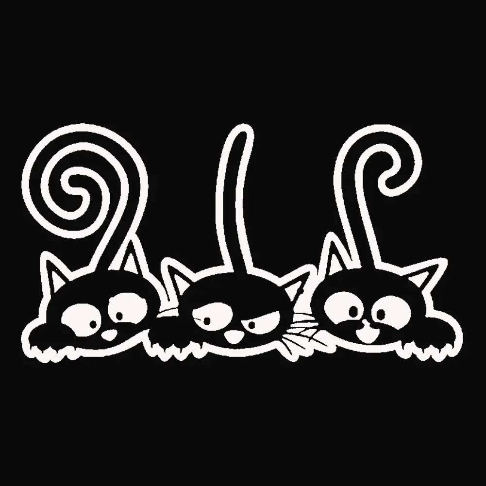 Three Cute Long Tail Cat Car Vehicle Body Window Reflective Decals Sticker Decor Car Exterior Accessories Boutique