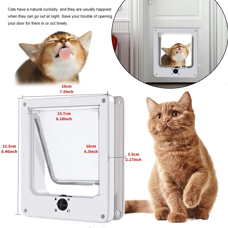 4 способа запираемый собака котенка двери безопасности лоскут двери ABS Пластик небольшое животное кошка собака настенное крепление двери для домашних животных