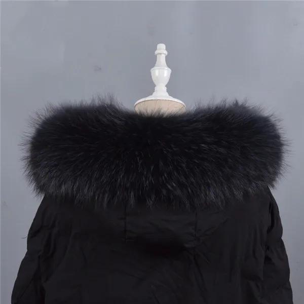 Smoke gray Модный кожаный меховой воротник для парки, пальто, натуральный шарф енот, роскошный женский большой размер, теплый меховой воротник, шарф - Цвет: Smoke gray